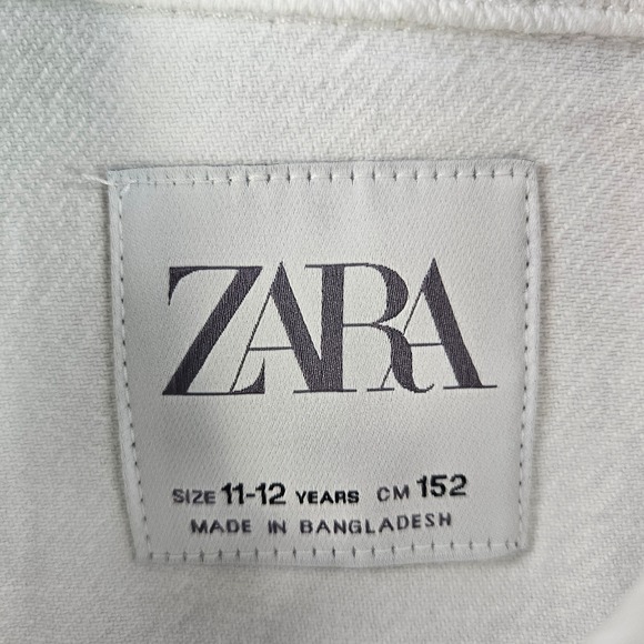 NEW ZARA White Denim Jacket Kids Size 11 12 Years CM 152 Button Front Collared - Picture 4 of 10